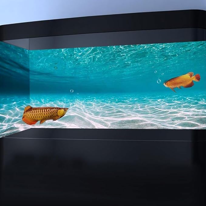 36X18IN Natural Undersea Aquarium Background, Undersea Beach Fish Tank Background, with 8 EVA Double-Sided Tape