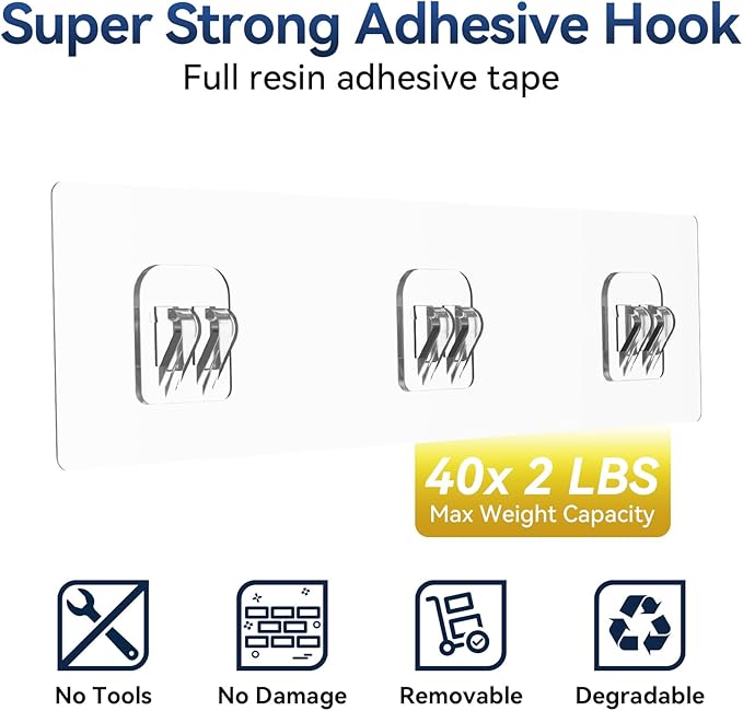 YASONIC Shower Caddy Adhesive, No Drill Bathroom Shower Organizers, with Removable Hooks, Rust Proof Shower Shelves, Wall-Mounted Shower Holder, 2 Pack Gold
