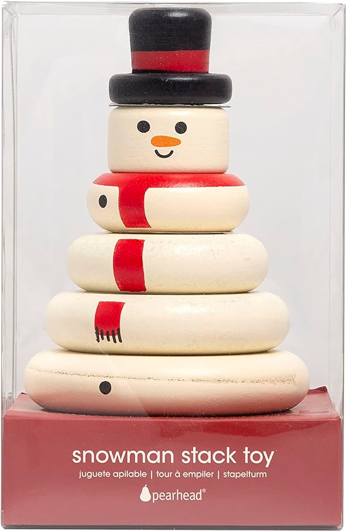 Pearhead Christmas Snowman Stacking Toy Set, Holiday Toys for Toddlers