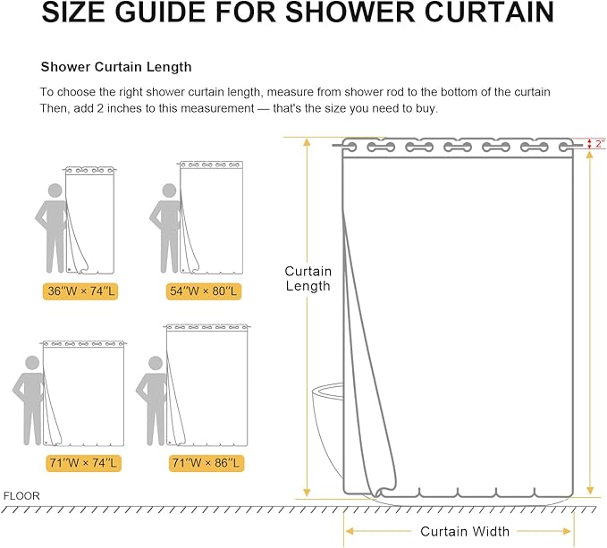 River Dream Stall Waffle Weave Shower Curtain with Snap-in Liner,Cotton Blend,No Hooks Needed Shower Curtain for Bathroom, Shower Curtain with Liner Set,Black,54x80 inches