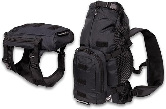 K9 Sport Sack Walk-On - X-Small, Anthracite Black - Ideal for Dogs with 9-12” Back Length - Lightweight, Packable, Backpack-Style Carrier - Includes Compatible Harness & Storage Bag