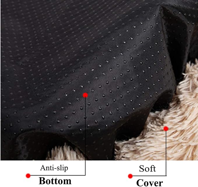 huraty Plush Calming Dog Bed, Faux Fur Donut Cuddler Bed for Cats, Anti-Skid & Anti-Anxiety, 20 Inch for Puppy and Kitties, Gold, S