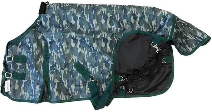 AJ Tack 1200D Waterproof Winter Pony Blanket - 300g Heavyweight Turnout with Fleece Collar, Shoulder Gussets & Tail Flap - Black 58"