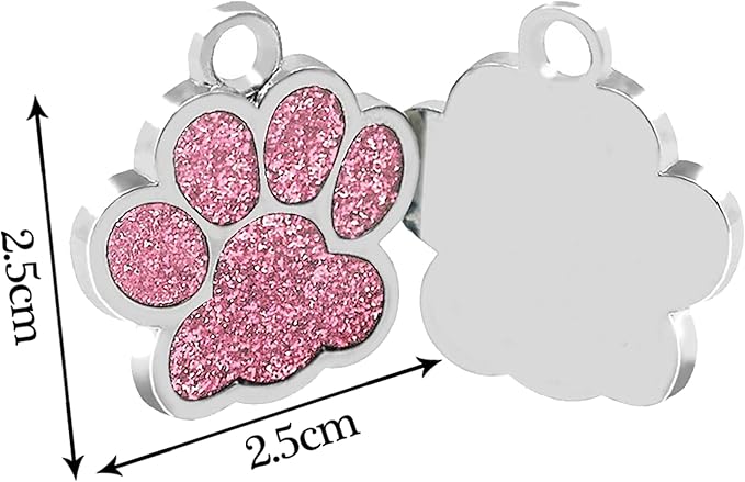 EDSG Cat Dog Tags Personalized for Pets, Dog Name Tags Cat Name ID Tag, Engraved Dog Tags Dog ID Tags Small Glitter Bling ID Tag Paw Print for Cat Pet Dog Puppy(Blue,Design 1)