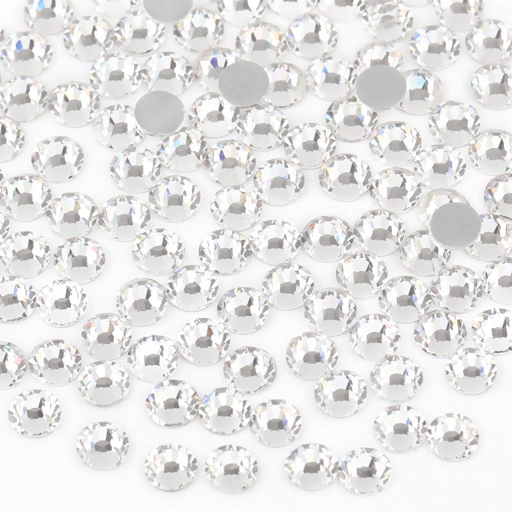 beadsland Flat Back Crystal Rhinestones Round Gems for Nail Art and Craft Glue Fix, Crystal (2.3-2.5mm) SS8/1440pcs