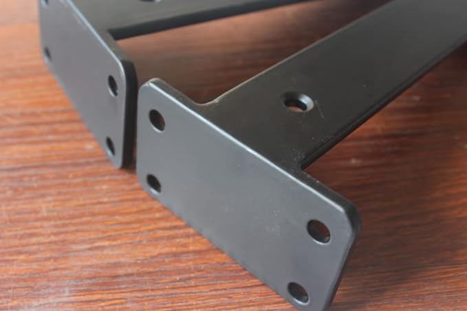 2 Pack - 8 inch Black Hidden L Shelf Bracket Iron Floating Shelf Brackets