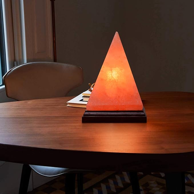 Apex Global Himalayan Pink Salt Lamp Pyramid Individually Hand Crafted, (8 inches, 7 lbs.) Amber Glow, Certified Wire with Dimmer Switch and Extra Bulb Unique Gift Idea