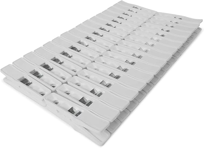 Clothes Pins – Heavy-Duty Plastic Clothes Pins – Clothespins for Hanging Clothes, Drying, Clipping – Laundry Clips for Drying Clothes with Pinch Mechanism - White, 40 Packes