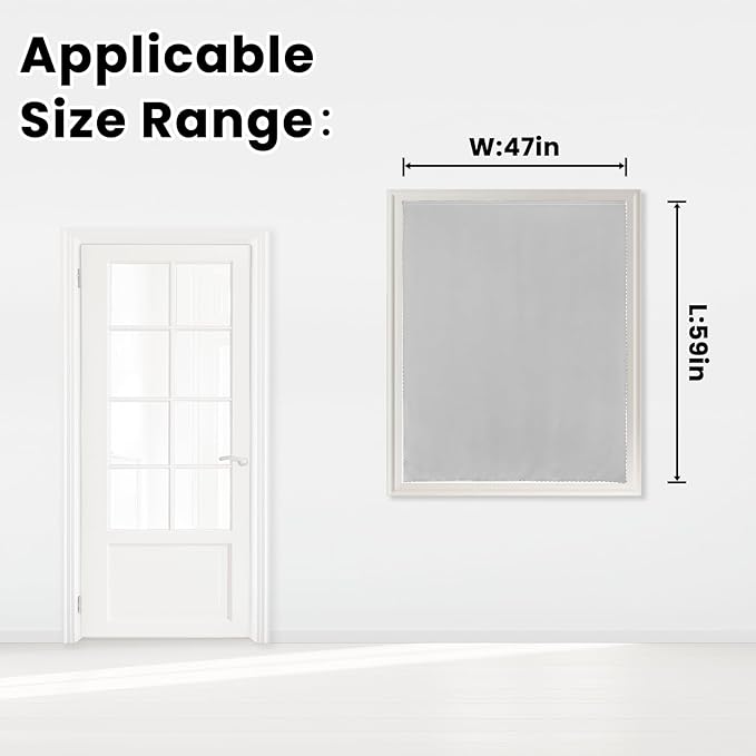 self Adhesive Curtains Portable Blackout Curtain Simple and Easy to Install Bedroom Window Thermal Lnsulated Kitchen Room Darkening Black Small Drapes, 47" W X 59" L, White, 1 Panel