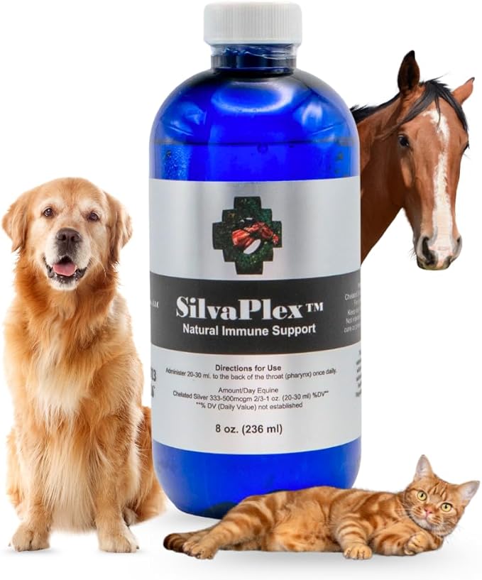 Natural Immune Support Solution for Dogs, Cats, Horses, Small Animals, 100 PPM Chelated Silver (16 oz)