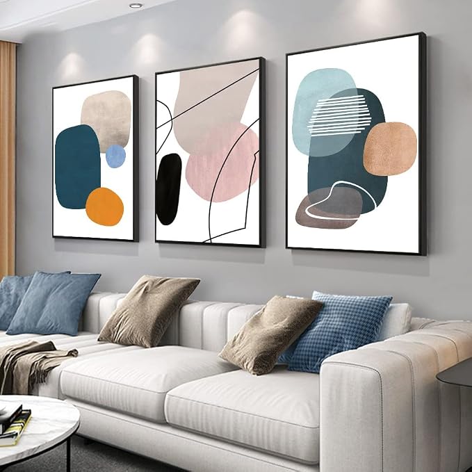 MPLONG Aesthetic Wall Art Large size 24" x 32" x 3 Panels Of Framed Decorative