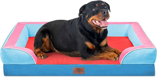 Comfort Expression Orthopedic Dog Bed for Extra Large Dogs 45x35 Inch, Waterproof Egg Crate Foam XL Pet Bed with Removable Bolsters, Dog Couch with Washable Cover & Non-Slip Bottom, Atlanta