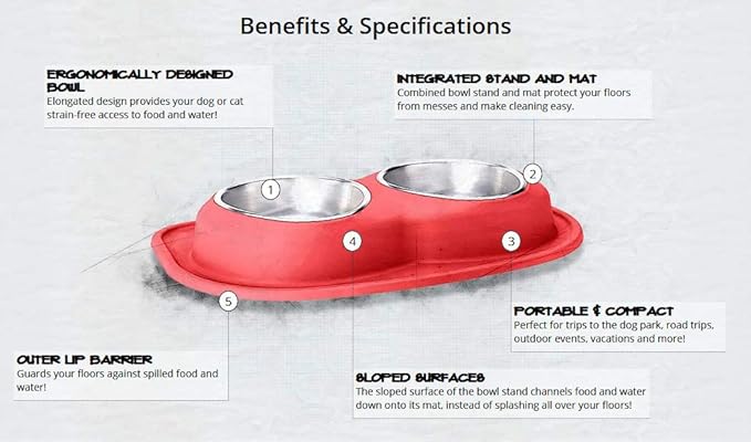 WeatherTech Double Low Pet Feeding System - Compact and Portable Dog/Cat Food and Water Station - 8 oz (1 Cup) Tan (DL0801TN)