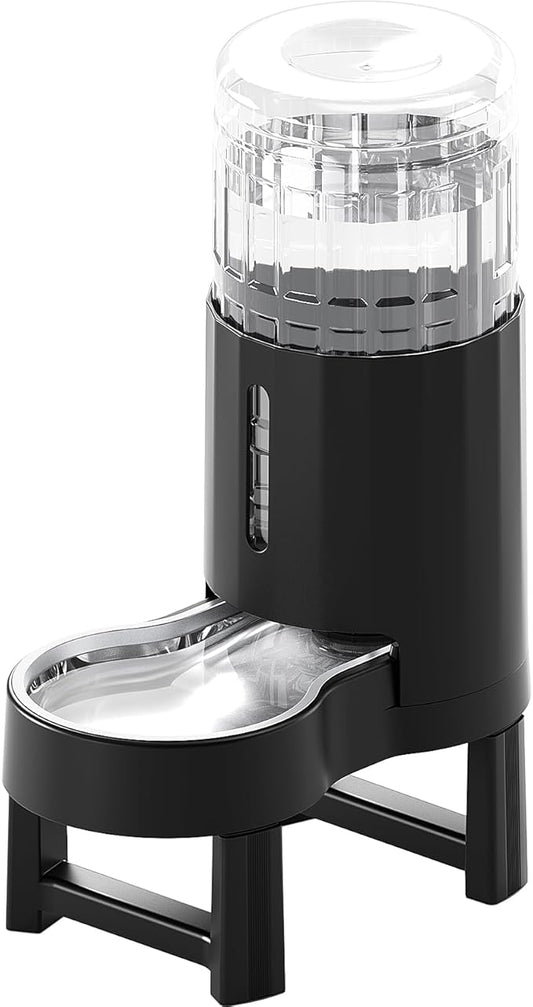 CZPET Elevated Dog Water Bowl Dispenser for Large Dogs,8L Tall Raised Pet Waterer Stand,Relieve Neck Pressure,Large Capacity and Drinking Area Noise-Free for Pets (8L+Stand,Black)