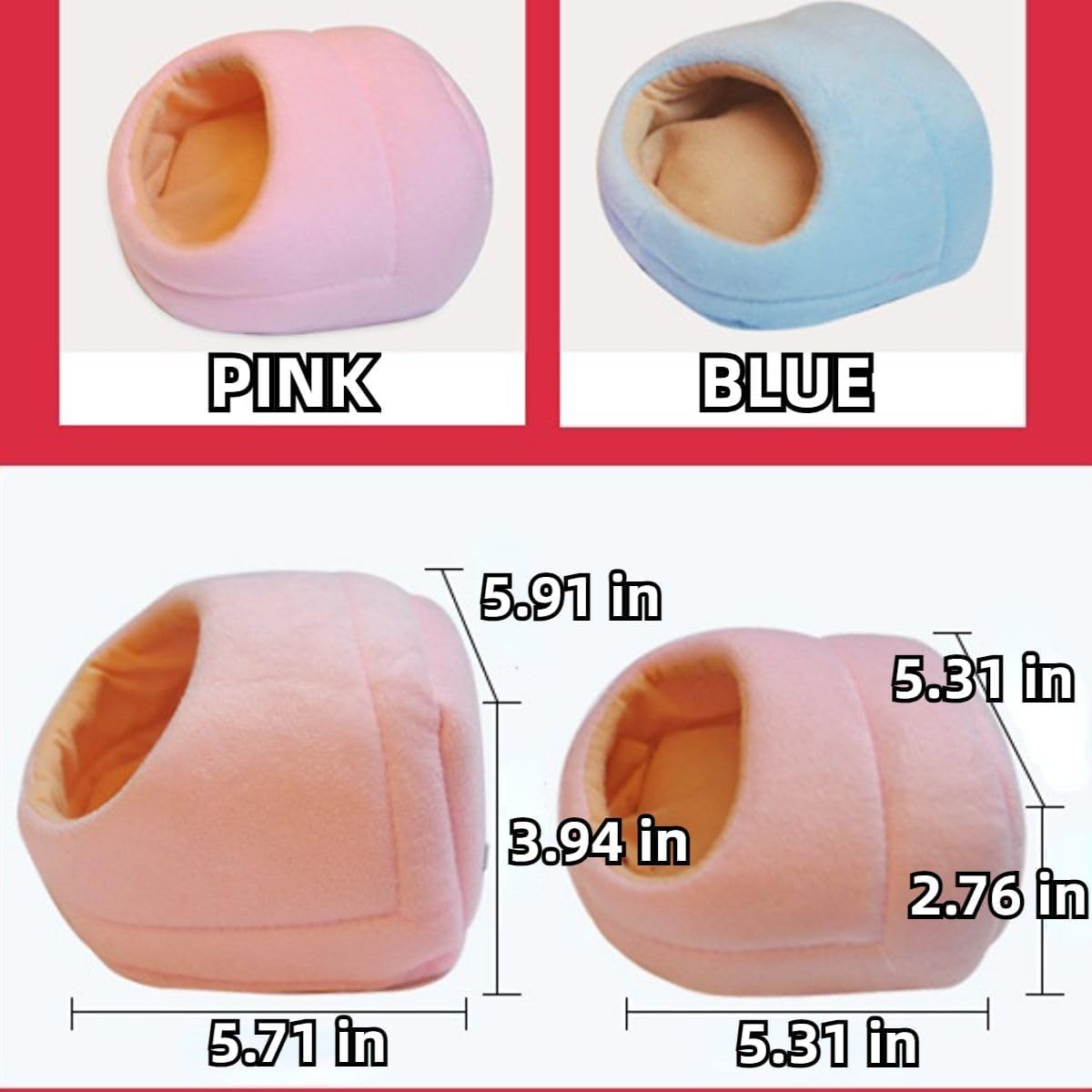 Rat Hamster House Bed Winter Warm Small Pet Squirrel Hedgehog Chinchilla Rabbit Guinea Pig Bed House Cage Nest Hamster Accessories (Blue,Large)