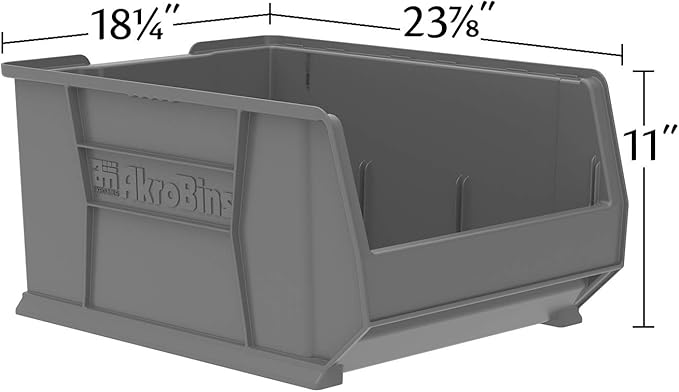 Akro-Mils 30289 Super-Size AkroBins Plastic Storage Bins, Space-Saving Stackable Bins for Garage, Classroom, Warehouse Organization, 24-Inch L x 18-Inch W x 12-Inch H, Yellow, 1-Pack
