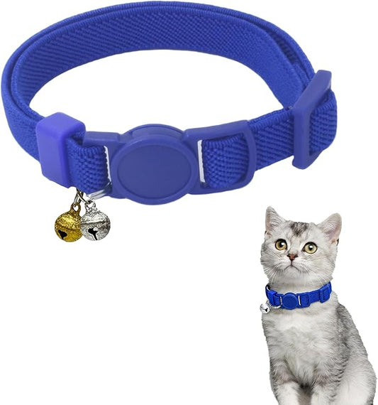 Breakaway Cat Collar with Bell, Safety Buckle Kitten Collar, Elastic Strech Quick Release, Adjustable Lightweight Collars for Girl Boy Cats, Pet Supplies, Accessories, Gifts Dark Blue