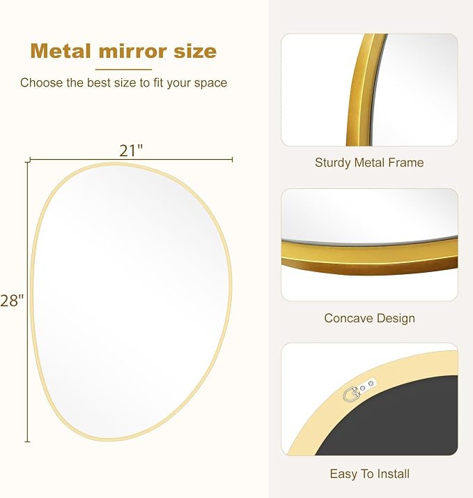 WallBeyond Irregular Wall Mirror, Asymmetrical Mirror Wall Mounted