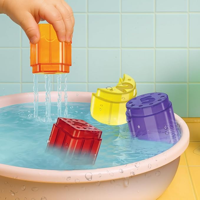Imagimake Leaps & Bounds - Bath Blocks, 3-in-1 Bath Toy, Ages 12 Month+ | Early Learning Bath Toy, Learn Numbers, Colors & Stacking Skills, Birthday Gift for Boys & Girls Ages 1,2,3 Years Old