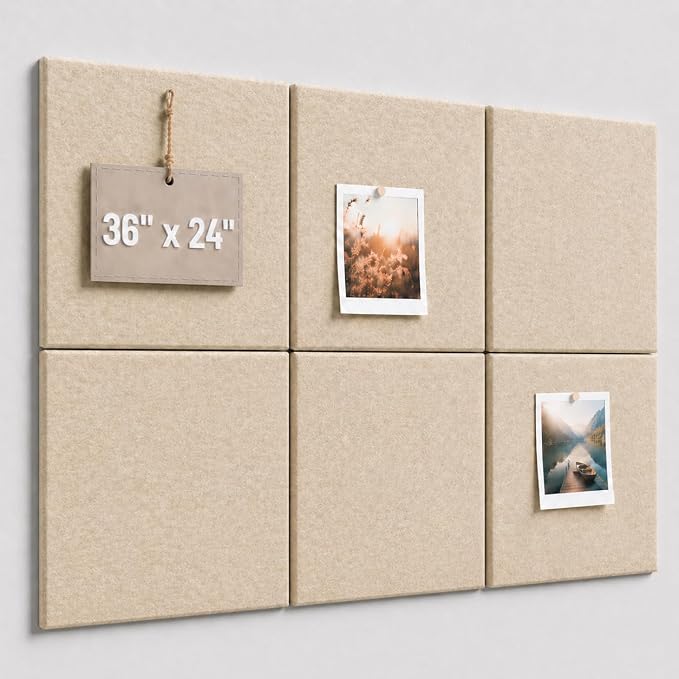 Large Cork Boards for Walls – 36" x 24" Self Adhesive Felt Wall Tiles