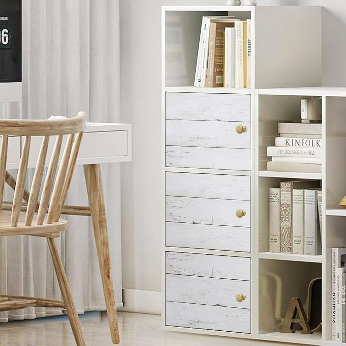 Wood Contact Paper White Gray 17.7"X 275"Thickened Peel and Stick Wallpaper