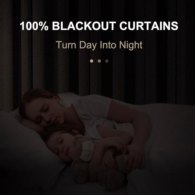 100% Blackout Shield Olive Green Linen Blackout Curtains