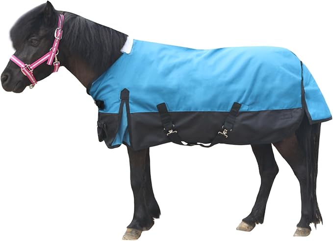 Mini Horse/Pony/Foal/Miniature Size 36"-51" Lightweight Waterproof & Breathable 1200 Denier Turnout Blanket with No Filling Peacockblue 42"