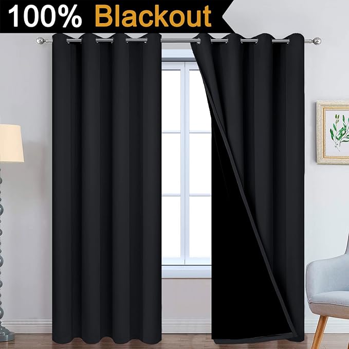 Yakamok 84 Inch Length 100% Blackout Curtains