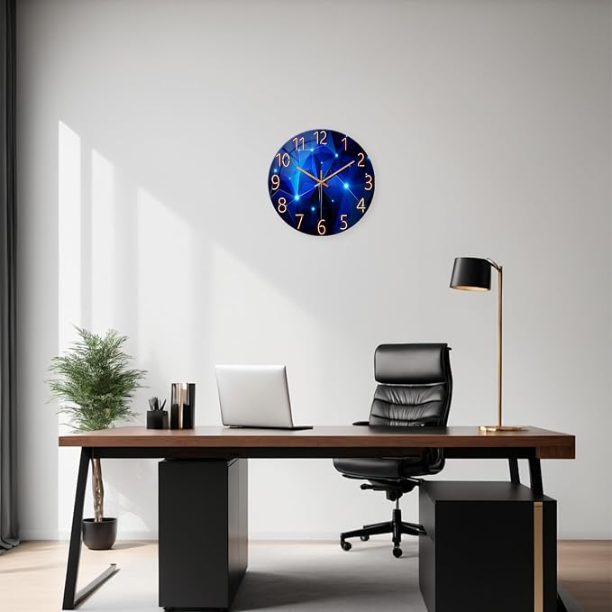 Big Wall Clock for Living Room Decor Blue Decorative Wall Clocks Battery