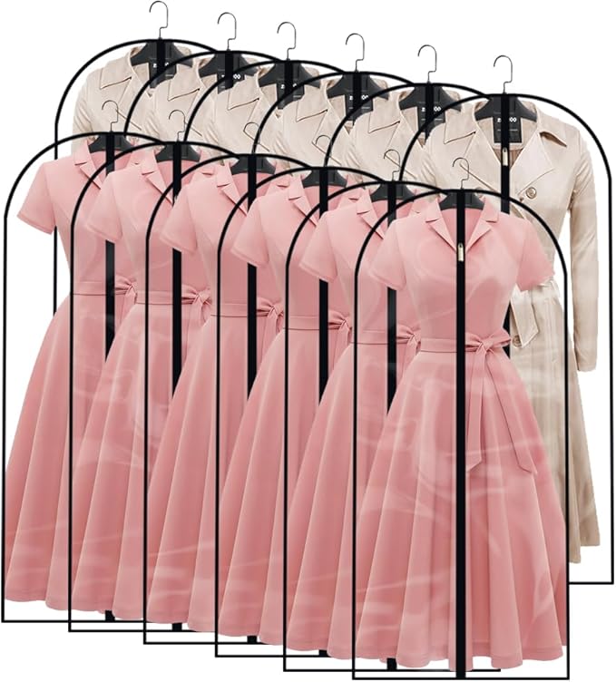 Garment Bags for Hanging Clothes Travel (Set of 12) Clothes Storage Bags Closet Cover for Open Closet with Zipper for Suit, Sweaters Travel Laundry Wardrobe Closet Garment Dust Cover