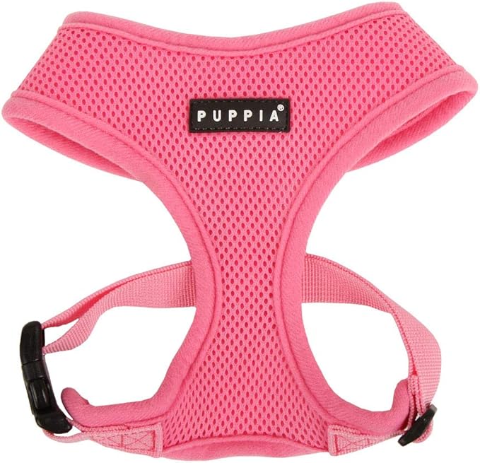 Puppia Soft Dog Harness No Choke Over-The-Head Triple Layered Breathable Mesh Adjustable Chest Belt and Quick-Release Buckle, Pink, XX-Large
