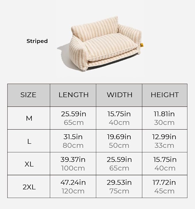 Lazy Holiday Plush Cozy Dog & Cat Sofa Bed, Teddy Velvet Dog Bed, Trendy Striped Faux Lambswool Double Layer Dog & Cat Sofa Bed Dogs Sleeping Mat for Medium Small Dogs & Cats (Black and White,M)