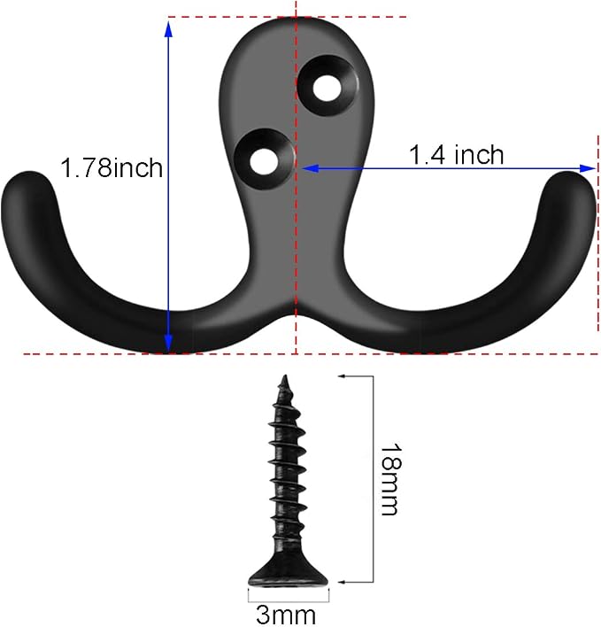 IBosins 20 Pack Heavy Duty Double Prong Coat Hooks Wall Mounted
