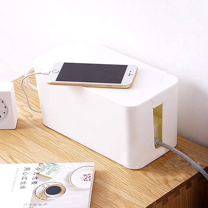 Cable Management Boxes, Set of 3 Sizes – White