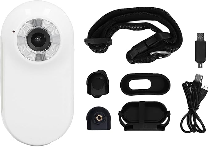 HD Cat Camera Collar with Video Recording, Cat Collar Camera, Adjustable Magnetic Cat Sport Camera Body Camera for Pet Supplies, for Outdoor, Indoor (White)