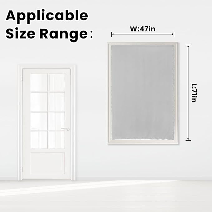 self Adhesive Curtains Portable Blackout Curtain Simple and Easy to Install Bedroom Window Thermal Lnsulated Kitchen Room Darkening Black Small Drapes, 47" W X 71" L, White, 1 Panel