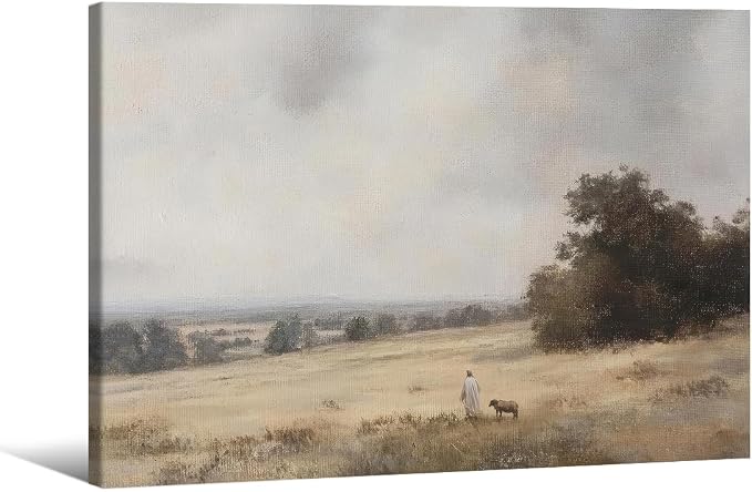 Jesus and Lamb the Lord is My Shepherd Wall Art Jesus Christian Poster 12X16