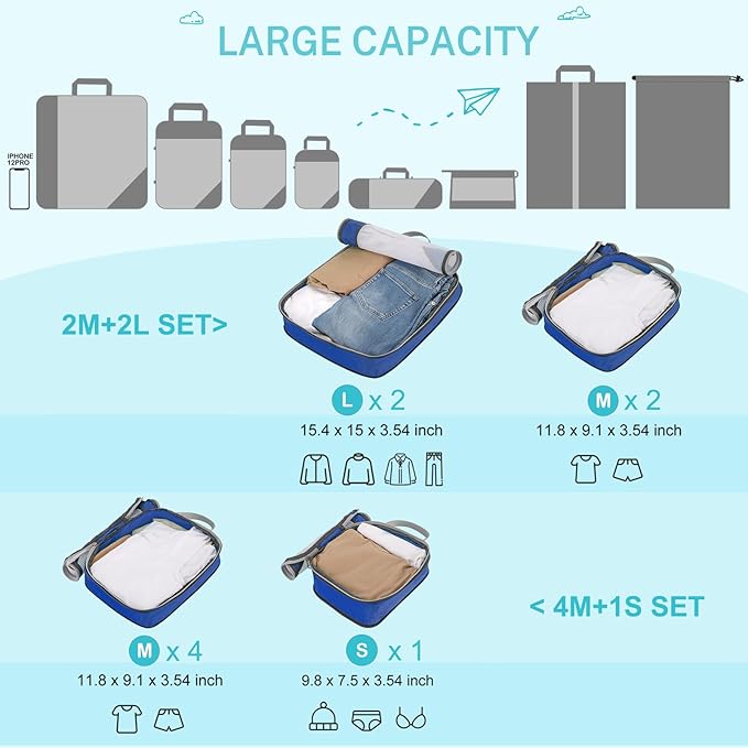 Compression Packing Cubes, Gonex Extensible Storage Mesh Bags Organizers
