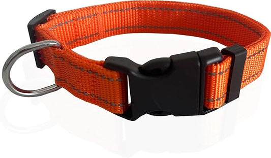 Adjustable Nylon Dog Collar, Reflective Collar 1 Inch 3/4 Inch 5/8 Inch Wide, for Large Medium Small Dogs