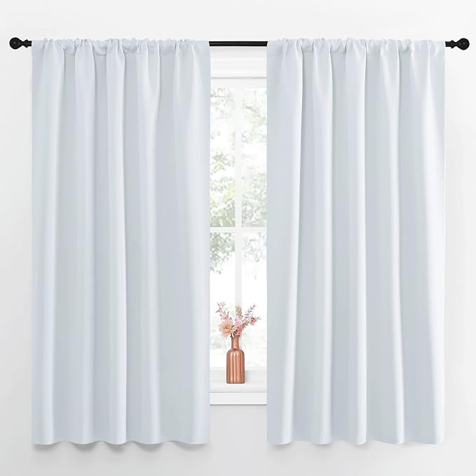 NICETOWN Greyish White Bedroom Curtain Panels