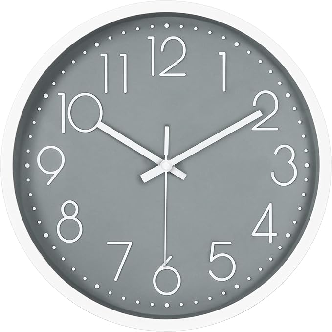 JUSTUP 12in Non-Ticking Wall Clock, Silent Battery Operated Wall Clock