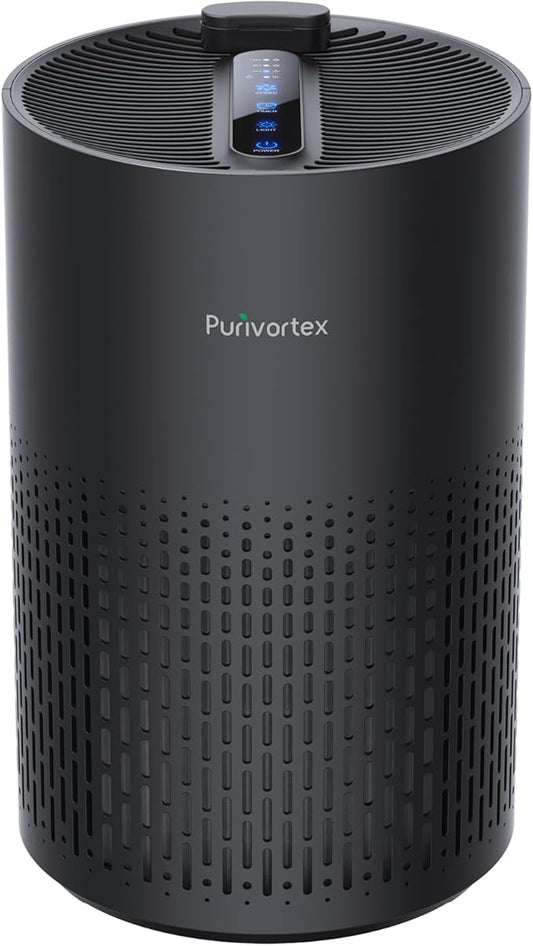 Purivortex Air Purifiers for Home, Quiet HEPA Air Filter for Pollen, Smoke, Dust, Pet Dander, Odor, Hair, Covers Up to 880 Sq Ft (Model: PX500 Black with Fragrance Sponge)