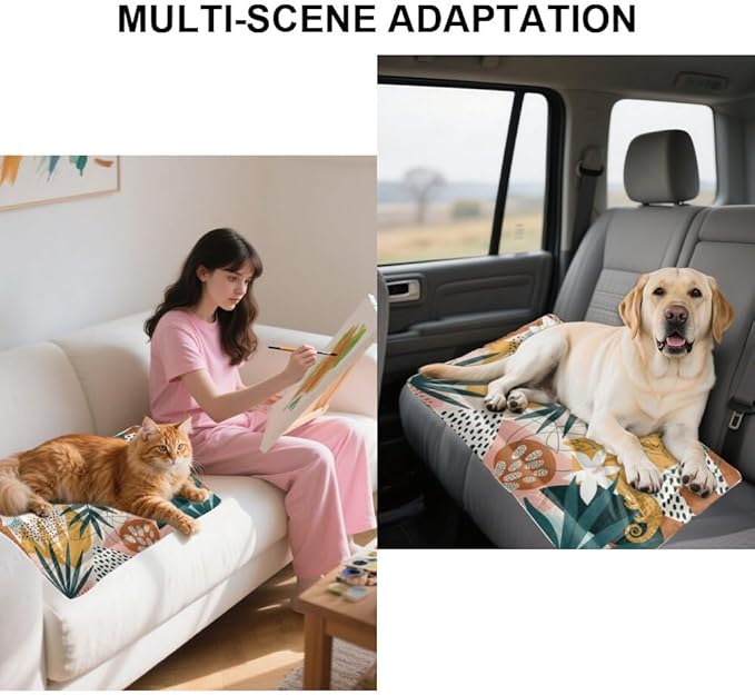 Modern Tropical Colorful Easy Clean Dog Bed Furniture Dog Crate Mat Pad for Car Crate Bed Washable Non-Slip Puppy Medium Sized Cage Mats Furniture Indoor Outdoor 36X24 Inch