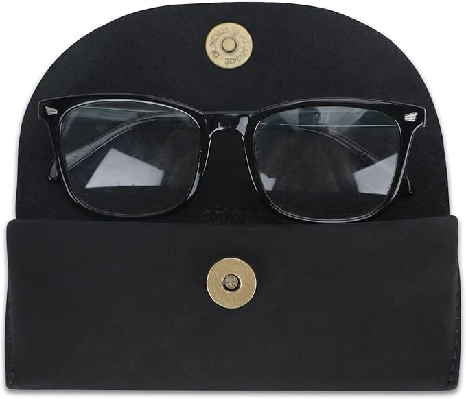 Leather Sunglasses Case Genuine Leather Eyeglass Case Soft Glasses Pouch Reading Glasses Case for Men & Women