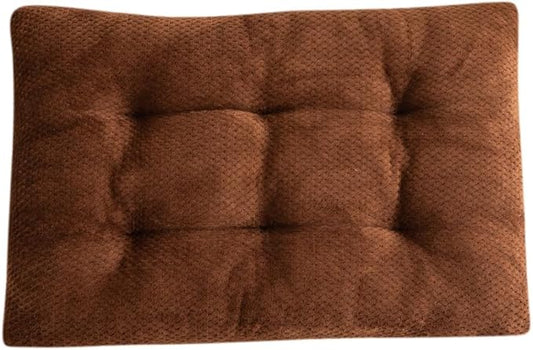 Washable Dog Bed for Large Breeds, Extra Cushioned Crate Mattress with Removable Fluffy Cover, Non-Slip Orthopedic Pet Pad, Machine Washable Kennel Mat(Coffee,XL)