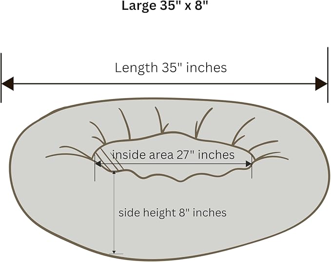 Organic Cotton Canvas Dog Bed: Removable Cover, Natural Fill - Made in USA (Black, Large 35" x 8" inches)
