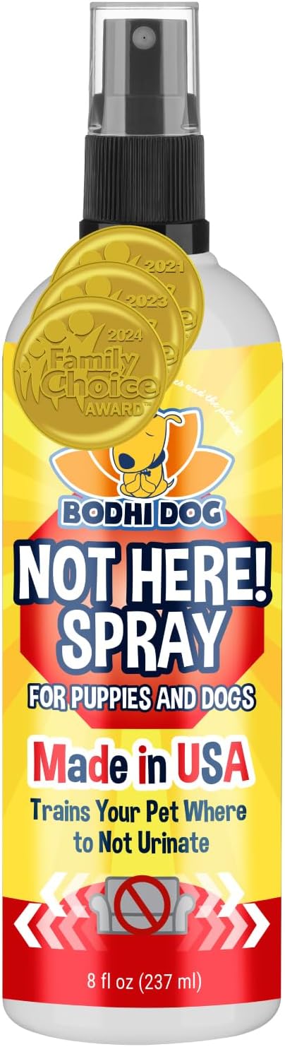 Bodhi Dog Not Here Spray - Trains Pets Where Not To Pee - Dog & Puppy Potty Training Spray to Stop Marking & Urinating Indoors or Outdoors - Safe for Furniture, Carpet & Floors - Made in USA (8 Fl Oz)