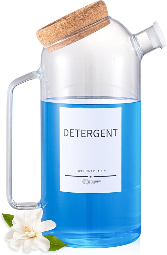 60oz Liquid Laundry Detergent Dispenser with Lables,Glass Laundry Detergent Dispenser,Laundry Detergent Container Laundry Liquid Dispenser