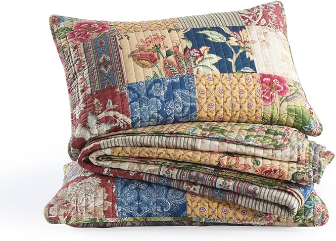 ENASAL Cotton Bedspread Quilt Sets Reversible Bedding Coverlet Sets Comforters Vintage Luxury Gorgeous Floral Real Patchwork Bedspread,Queen Size