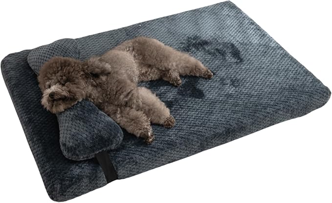 Dog Bed for Small Medium Large Dogs, Dog Mattress with Removable Pillow for Crate Kennel, Sofa Dog Bed, Super Soft Pet Bed for Dogs and Cats, Pet Beds & Furniture (Dark Grey,X-Large)